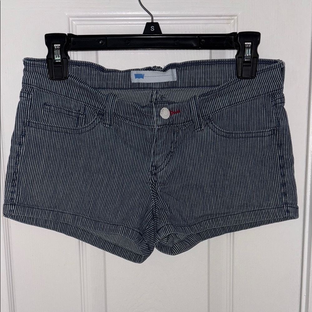 Vintage LowRise 90s Levi’s Pinstripe Jean Shorts Summer Essential